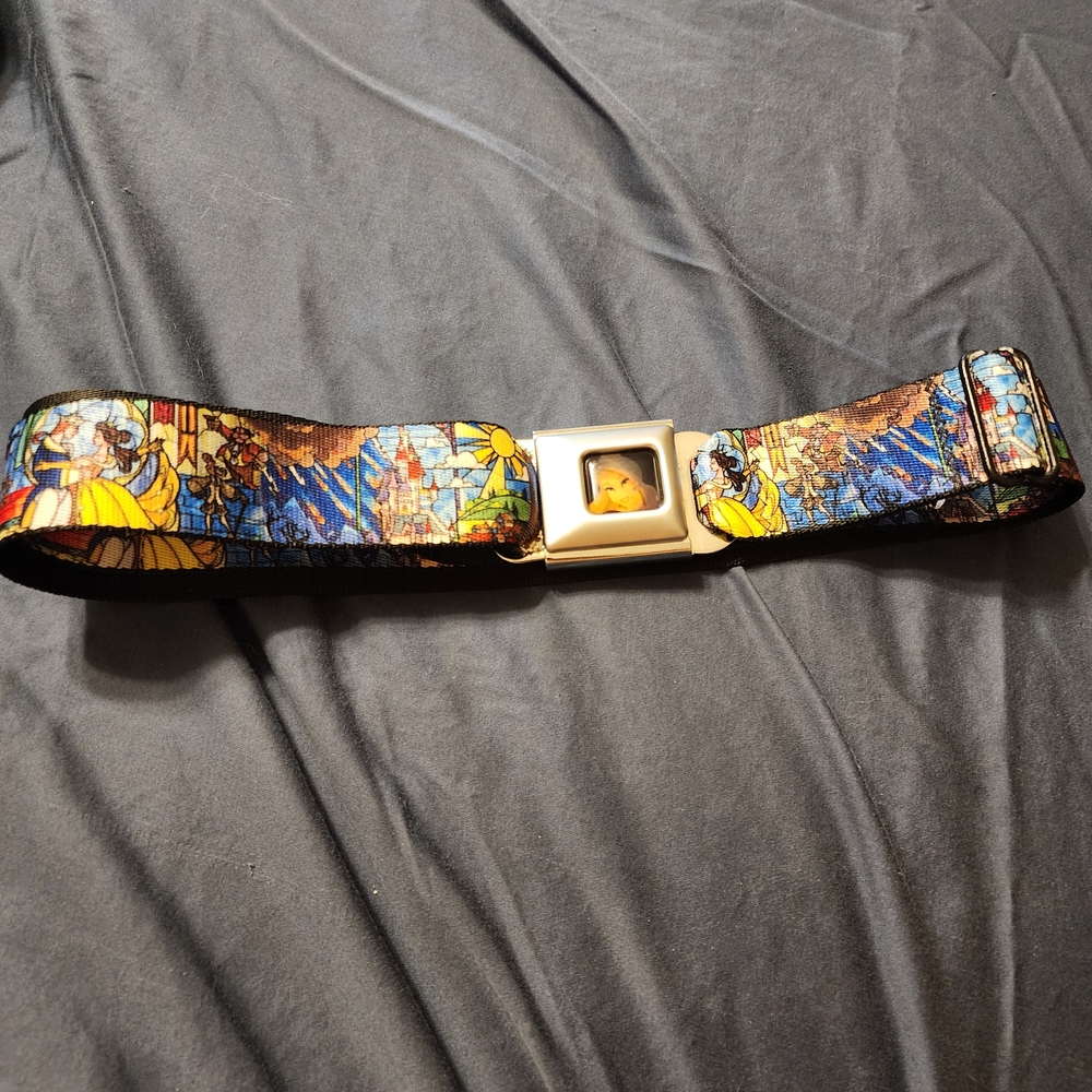 Beauty And The Beast Disney Stained Glass Adjustable Belt Vintage Hot Topic